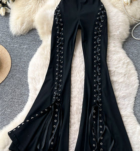 Lace-Up Flare Casual Pants