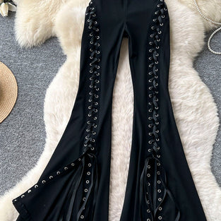 Lace-Up Flare Casual Pants