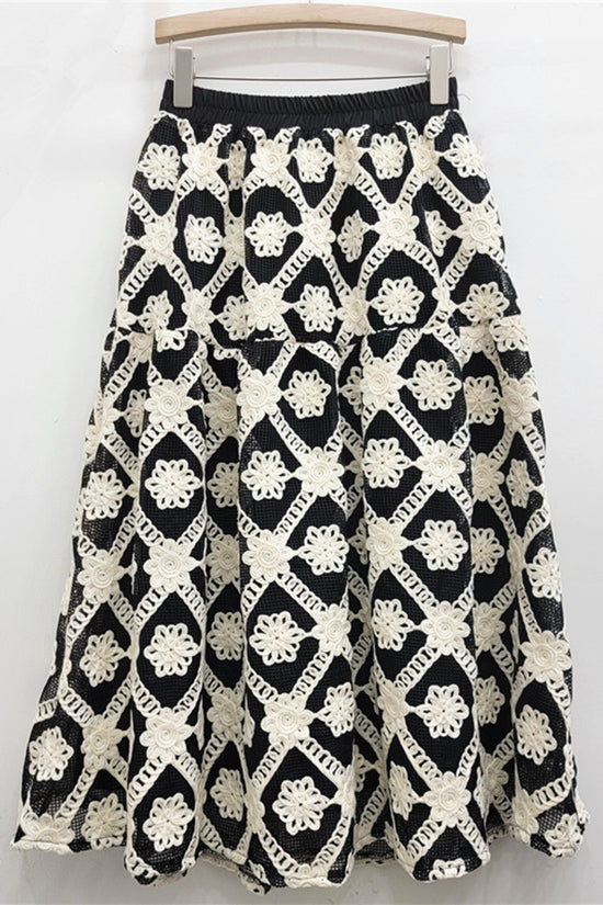 Patterned Midi Skirt with Unique Design