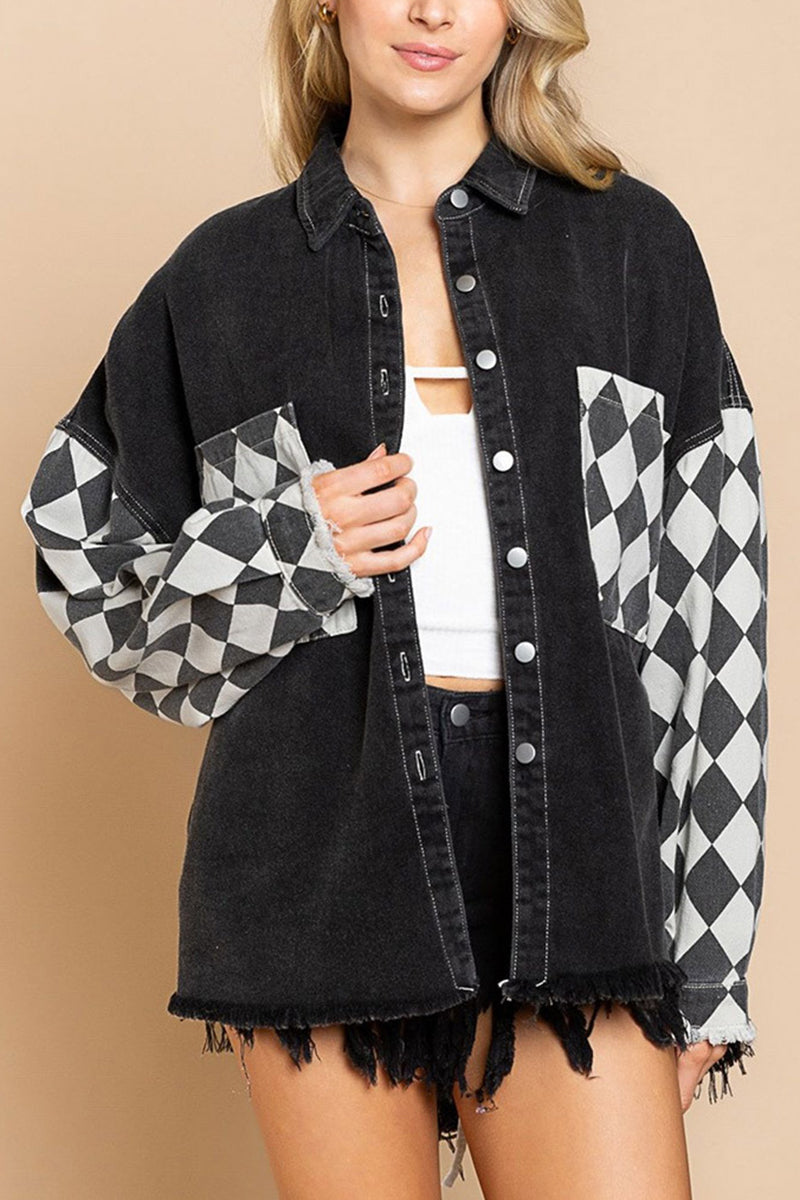 Geometric Pattern Button-Up Jacket
