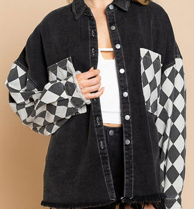 Geometric Pattern Button-Up Jacket