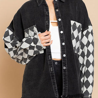 Geometric Pattern Button-Up Jacket