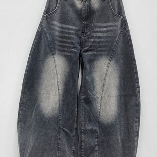 Trendy Barrel Jeans with Cuffed Details