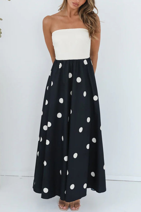 Strapless Polka Dot Maxi Dress