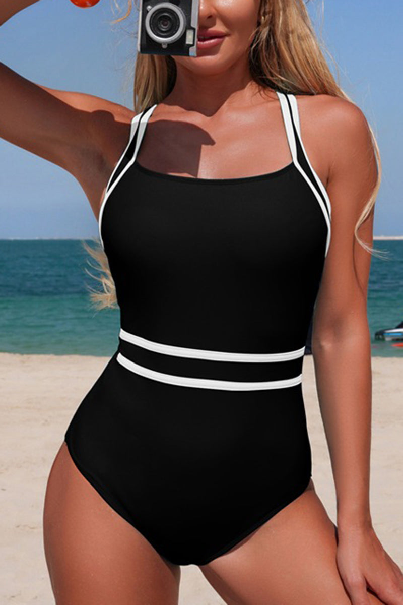 Striped Detail One-Piece Swimsuit