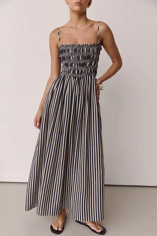 Striped Smocked Maxi Dress