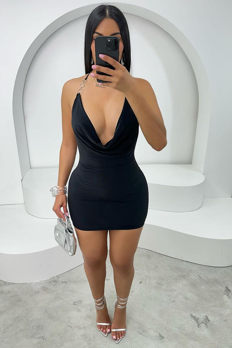 Deep V-Neck Sleeveless Bodycon Dress