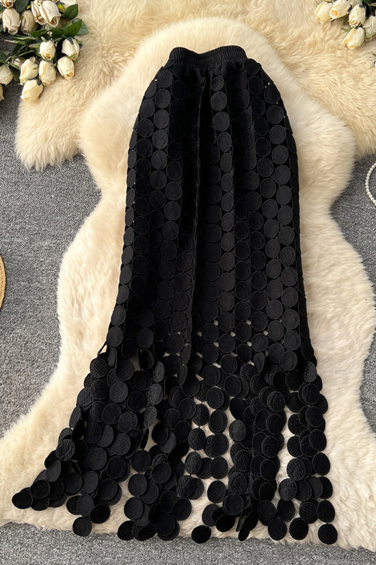 Elegant Circle Pattern Midi Skirt
