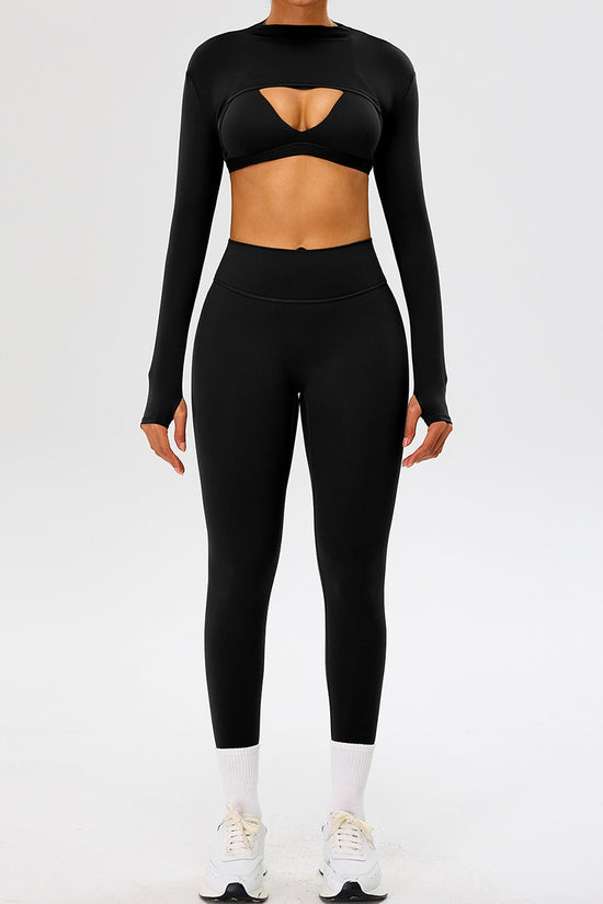 Cropped Long Sleeve Top and Leggings  Set