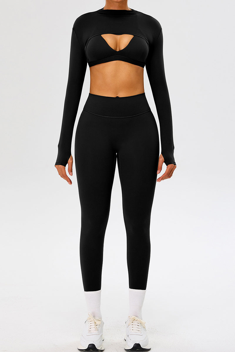 Cropped Long Sleeve Top and Leggings  Set