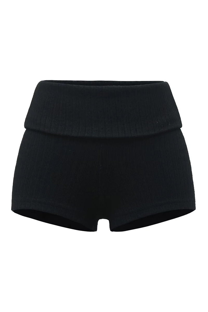 Foldover Casual Knit Shorts