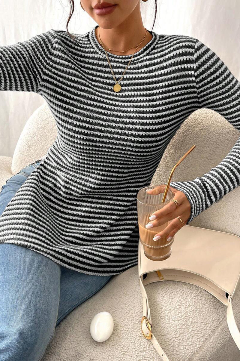 Striped Knit Long Sleeve Top