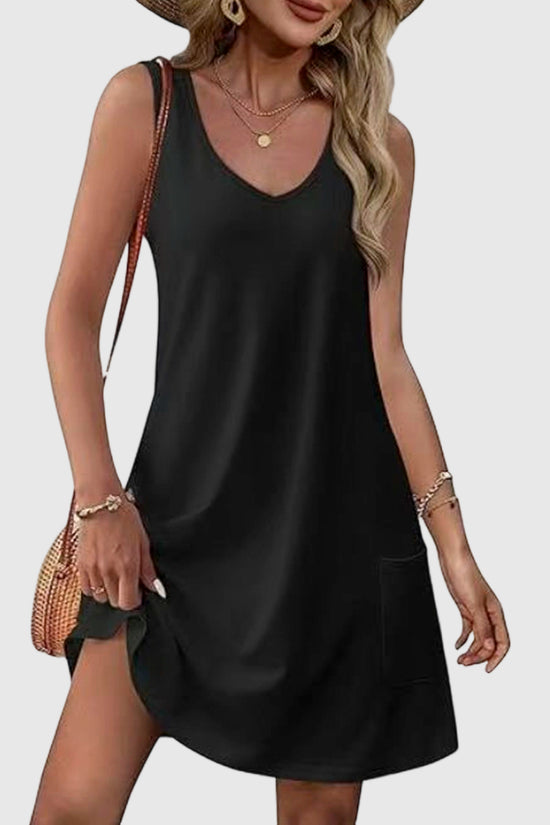 Sleeveless Leaf Print Casual Dress