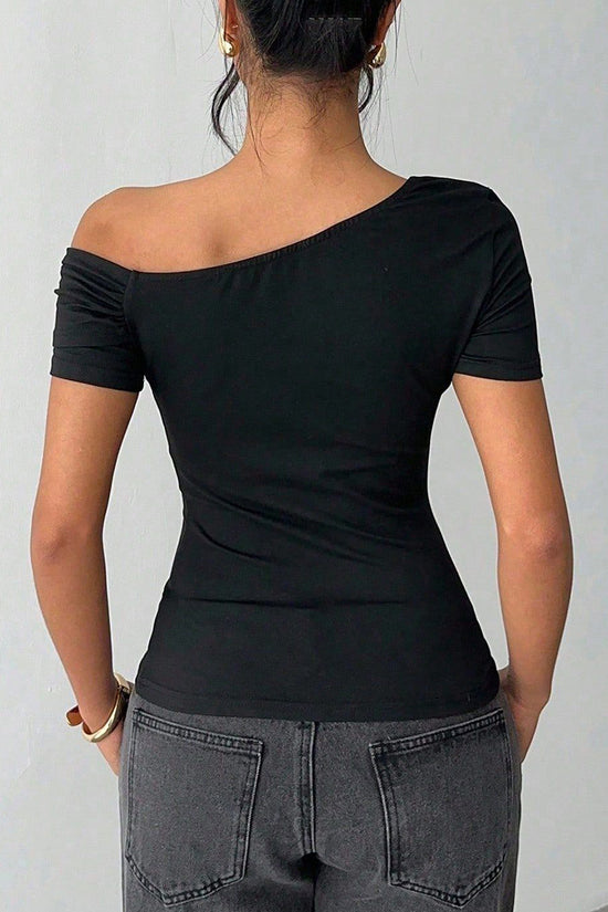 Off-Shoulder Asymmetrical T-Shirt