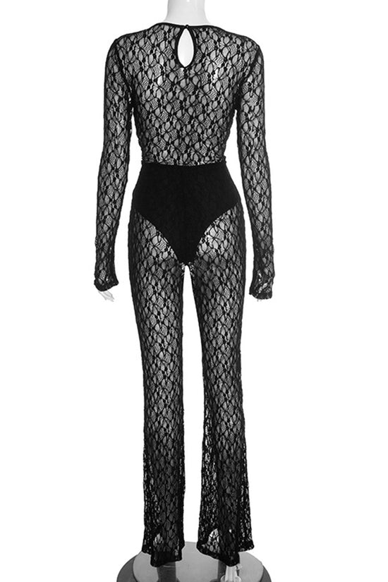 Lace Long Sleeve Bodycon Jumpsuit