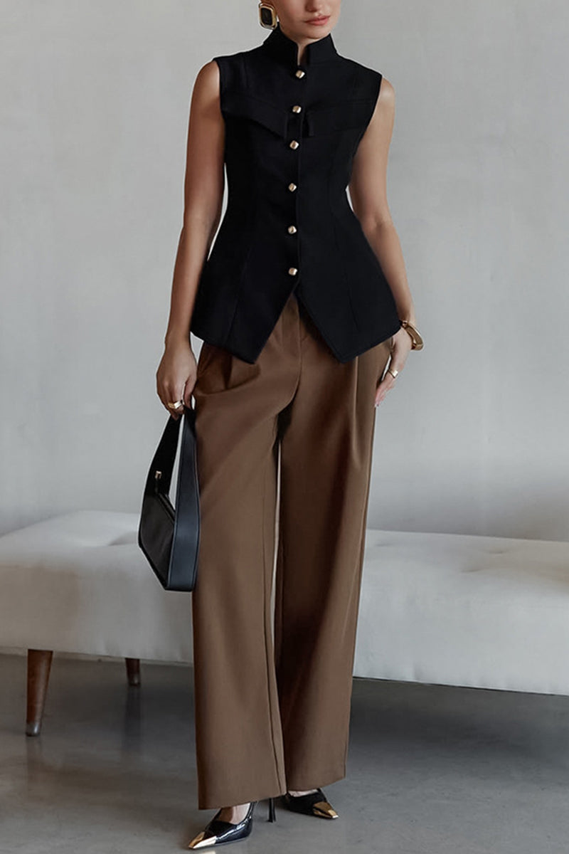 Sleek Button-Up Sleeveless Vest