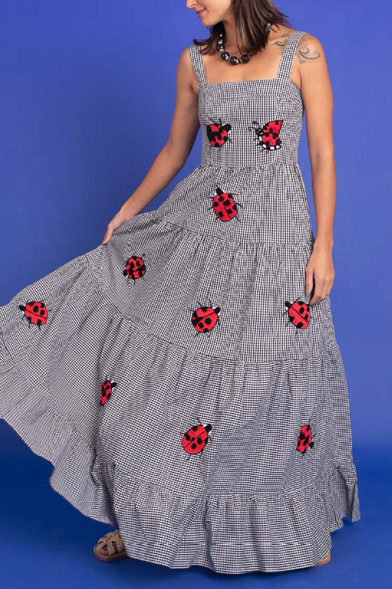 Plaid Ladybug Maxi Dress