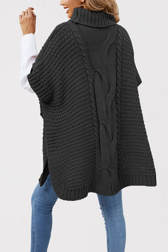 Cozy Cable Knit Turtleneck Poncho