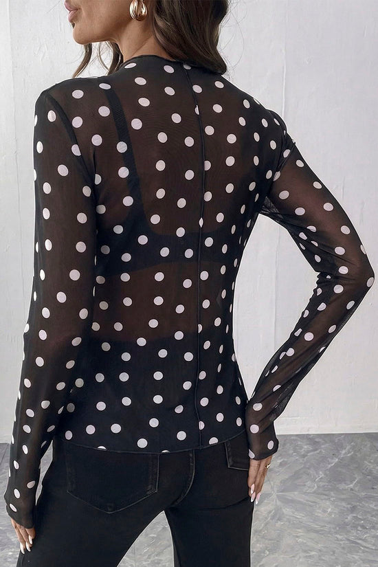 Polka Dot Sheer Long Sleeve Top