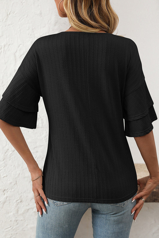 V-Neck Layered Sleeve T-Shirt