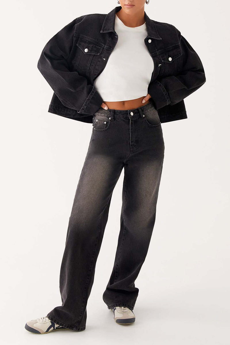 Classic Denim Jacket with Button-Down Front