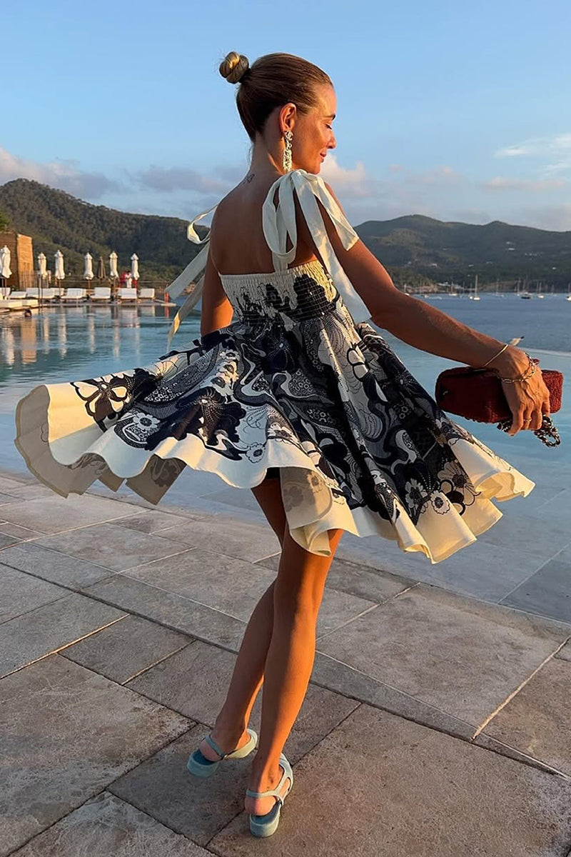 Paisley Bow-Tie Casual Dress