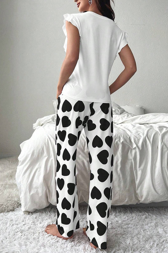 Heart Print Sleeveless Pajama Set