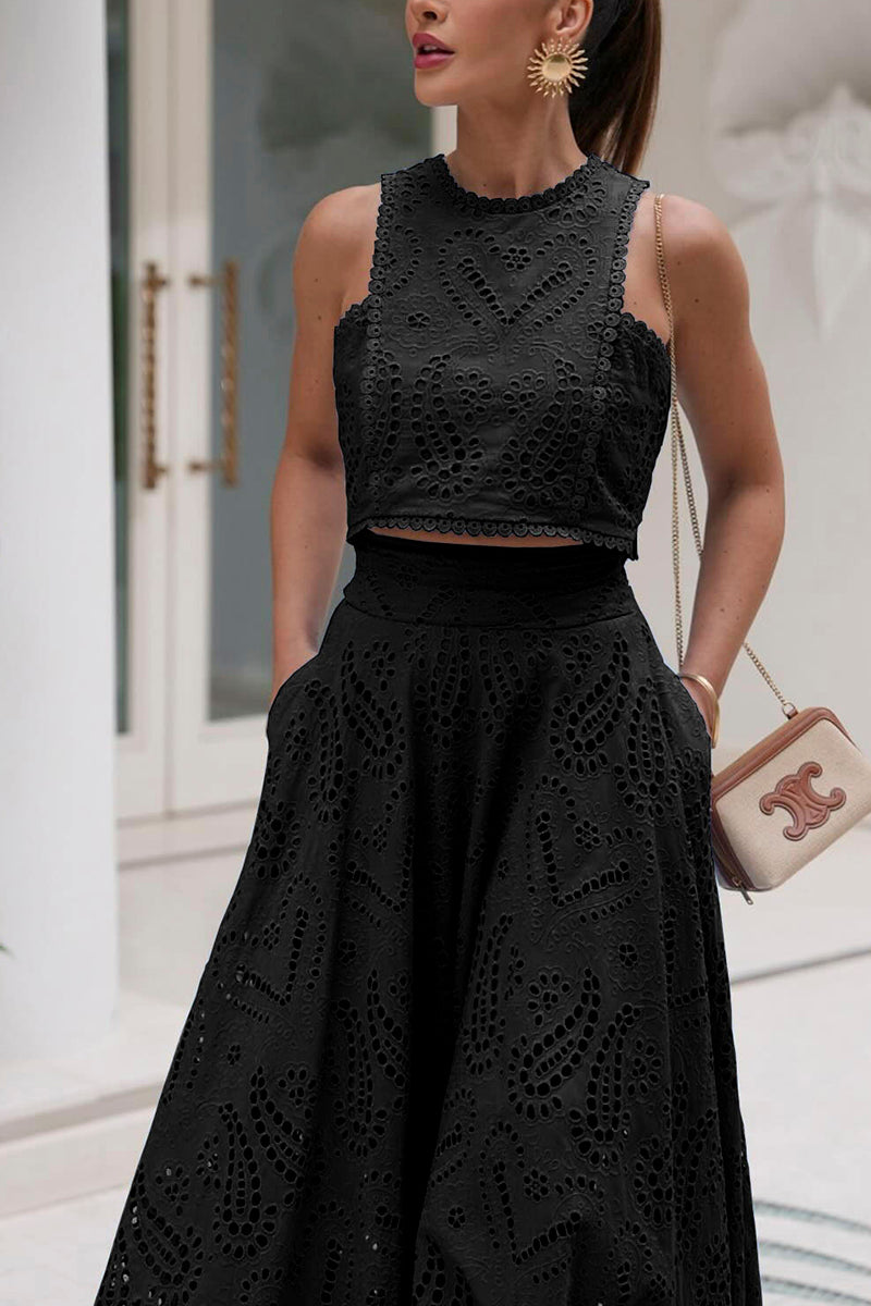 Cutout Halter Skirt Set
