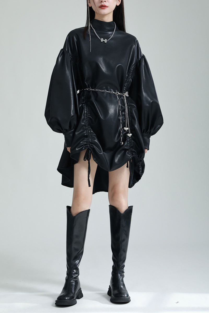 Elegant Oversized Balloon Sleeve Dress