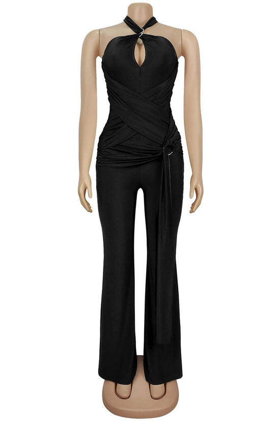 Halter Neck Cutout Bodycon Jumpsuit