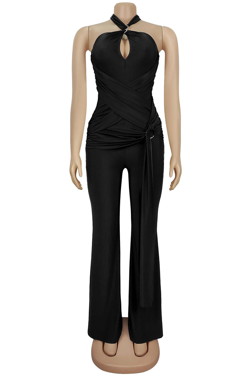 Halter Neck Cutout Bodycon Jumpsuit