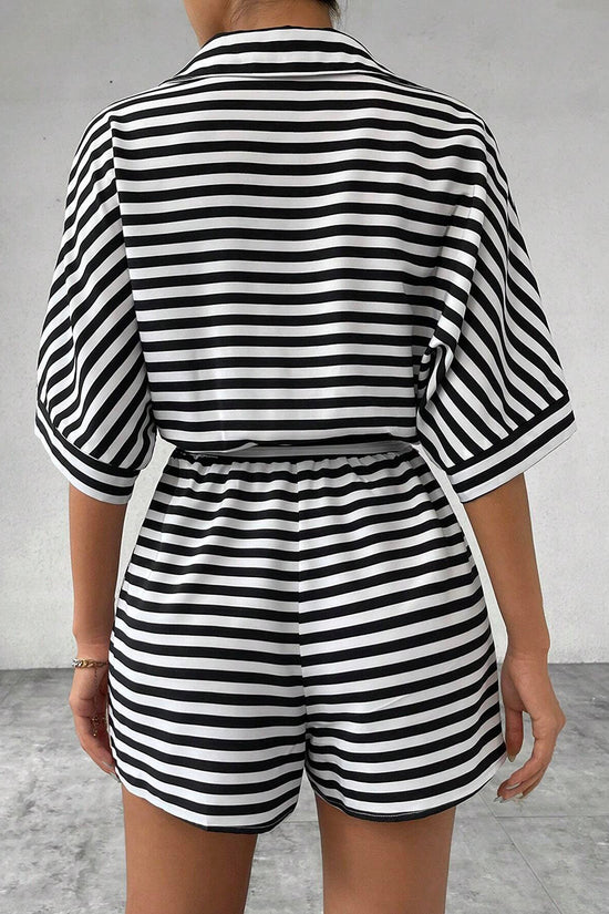Striped Belted Romper