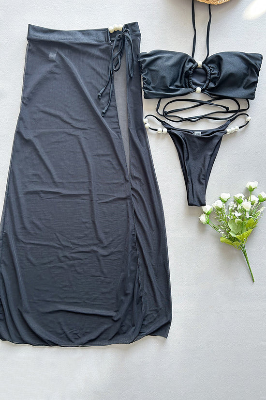 Elegant Two-Piece Bikini Set with Cover-Up