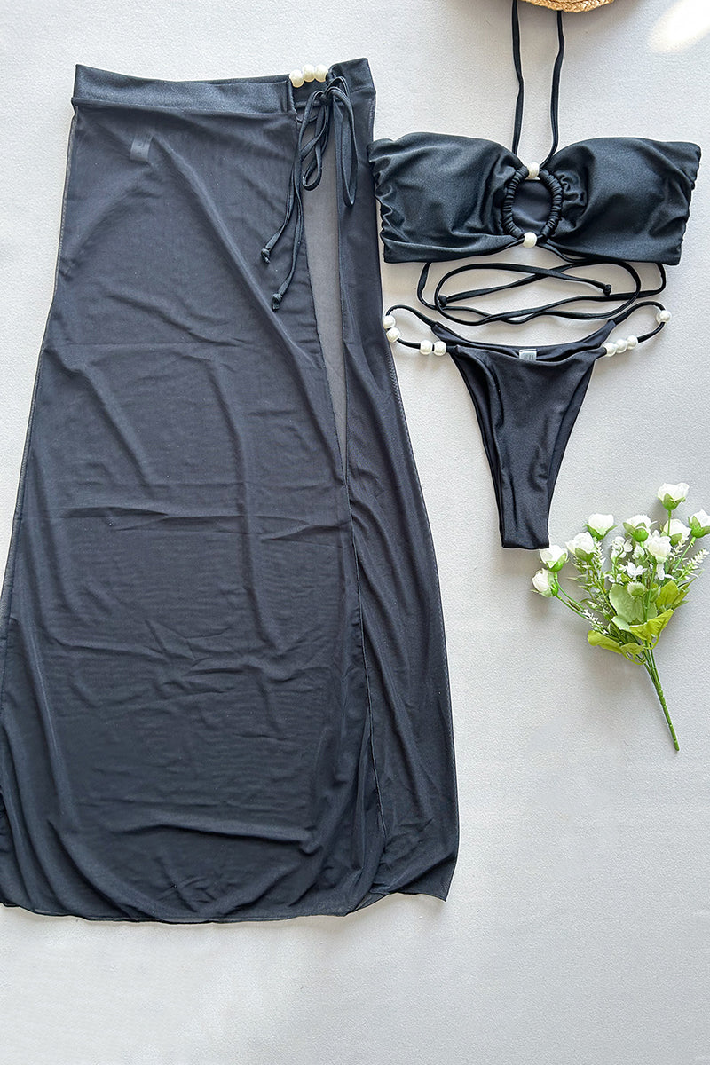 Elegant Two-Piece Bikini Set with Cover-Up