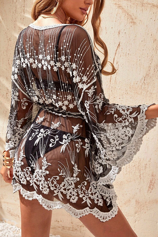 Floral Detail Sheer Cover-Up
