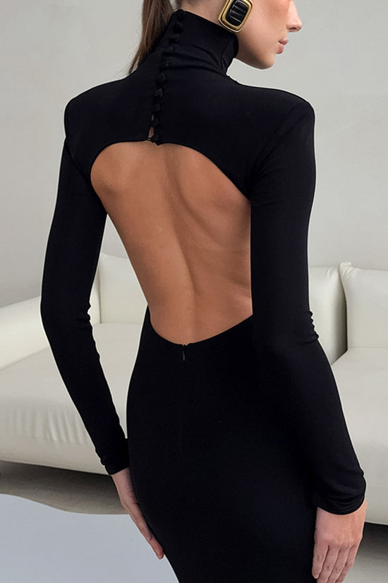 Elegant Backless Long Sleeve Dress