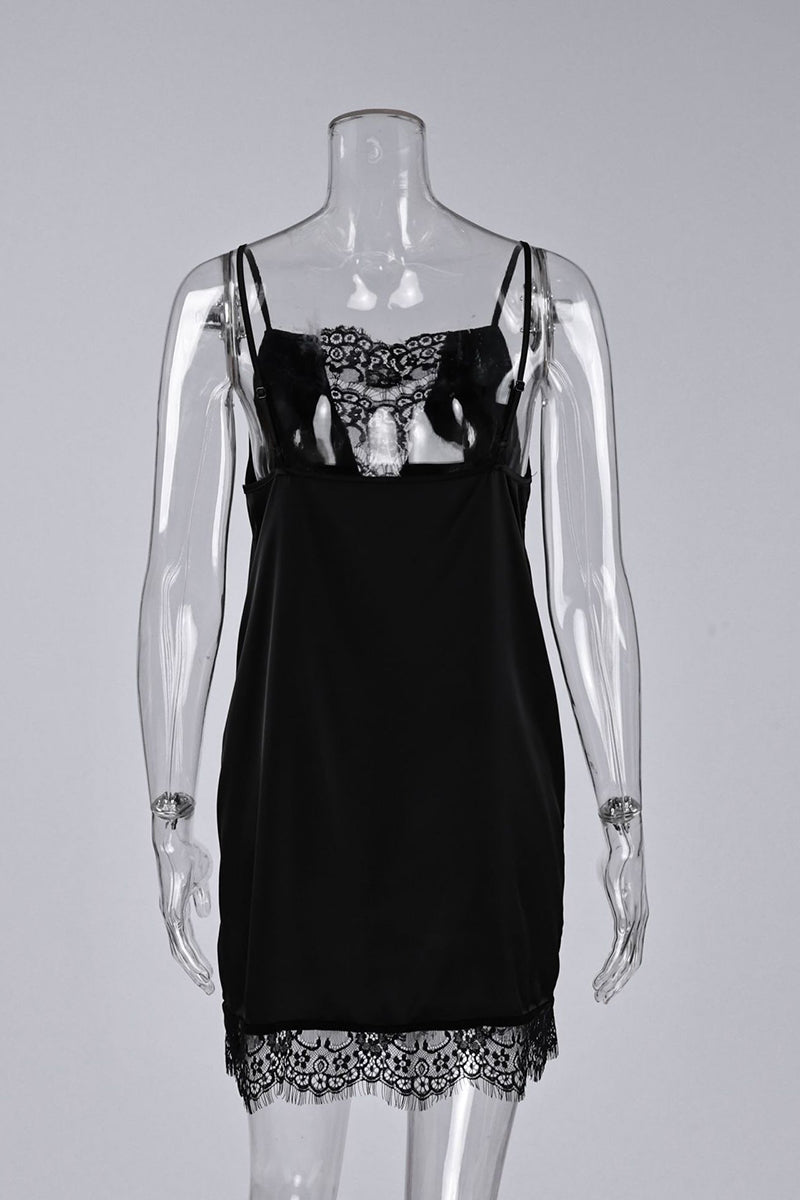 Lace Trim Spaghetti Strap Casual Dress