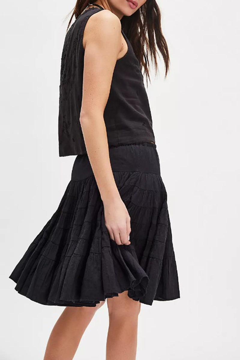 Ruffled Layered Midi Skirt