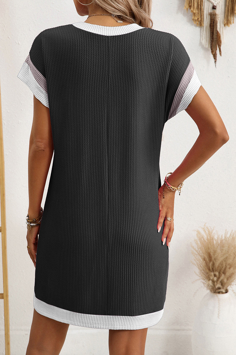 Pocket Detail Textured Casual Dress