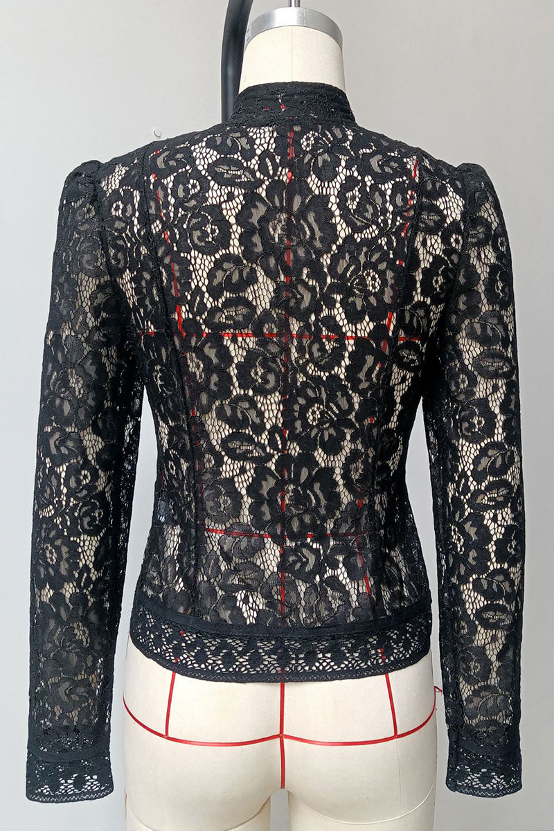 Elegant Lace Mandarin Collar Blouse