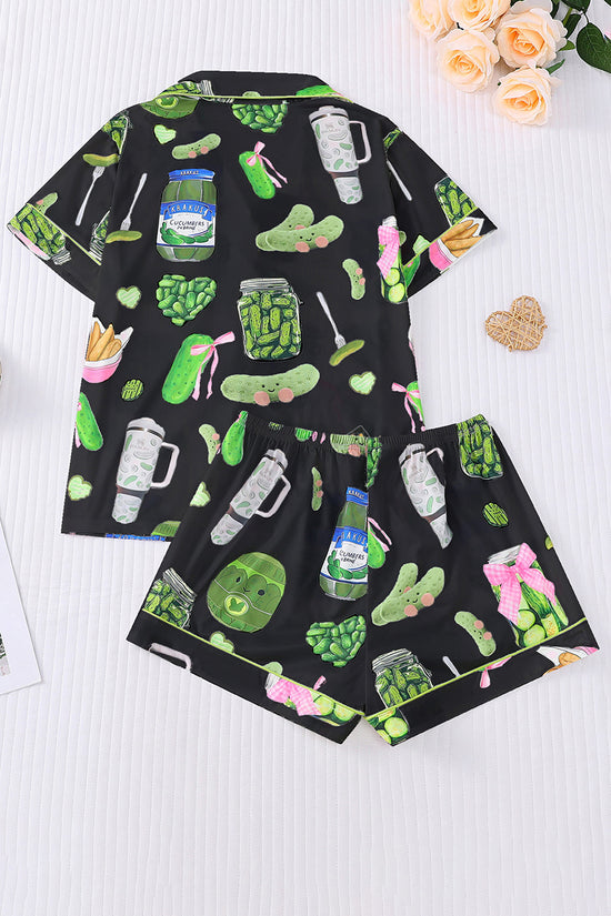 Fun Pickle Print Short Sleeve Pajama Set