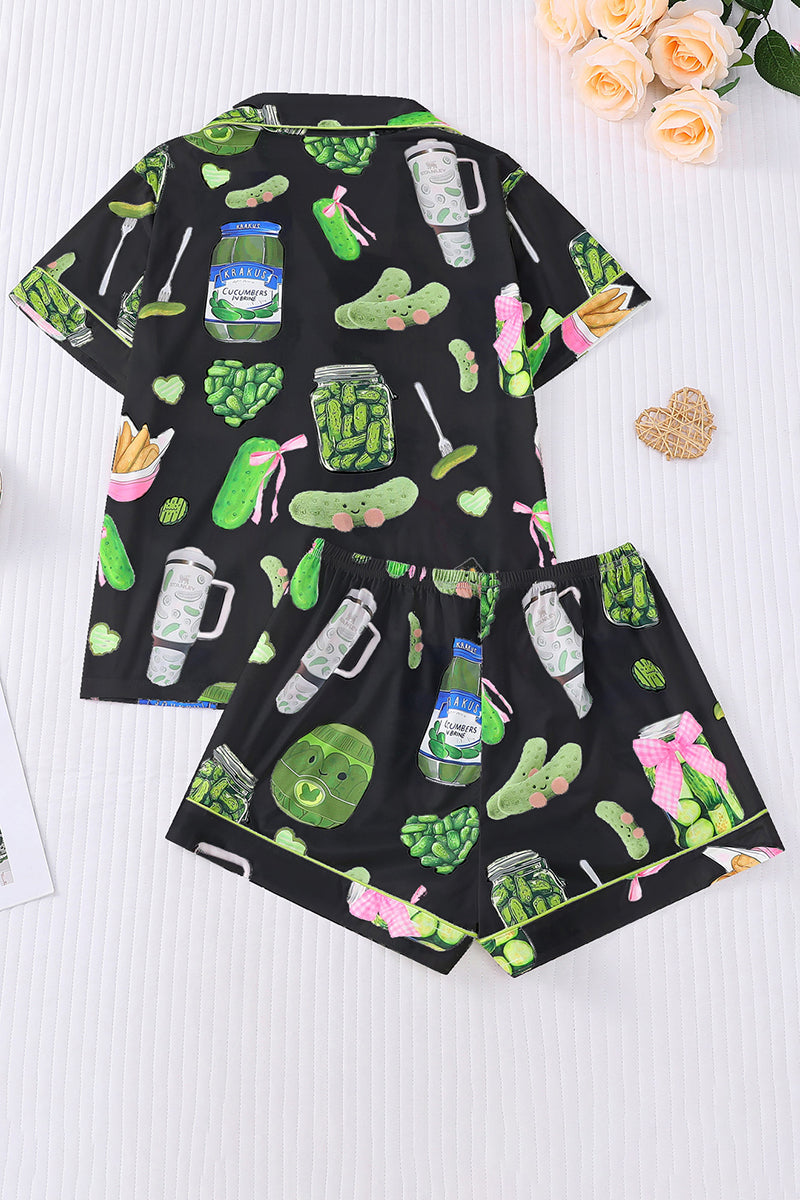 Fun Pickle Print Short Sleeve Pajama Set