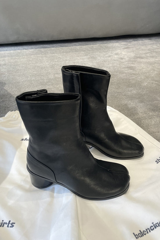 Split Toe Chunky Heel Ankle Boots