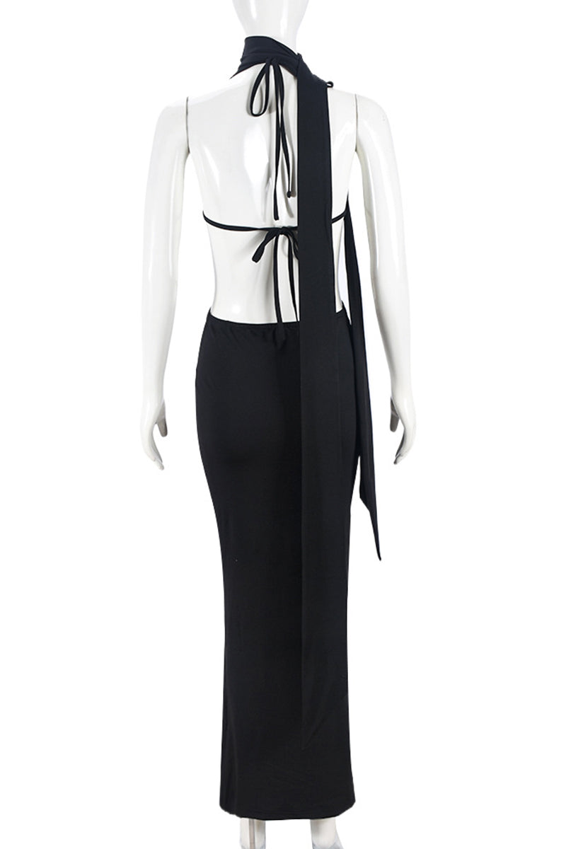 Halter Cutout Maxi Dress