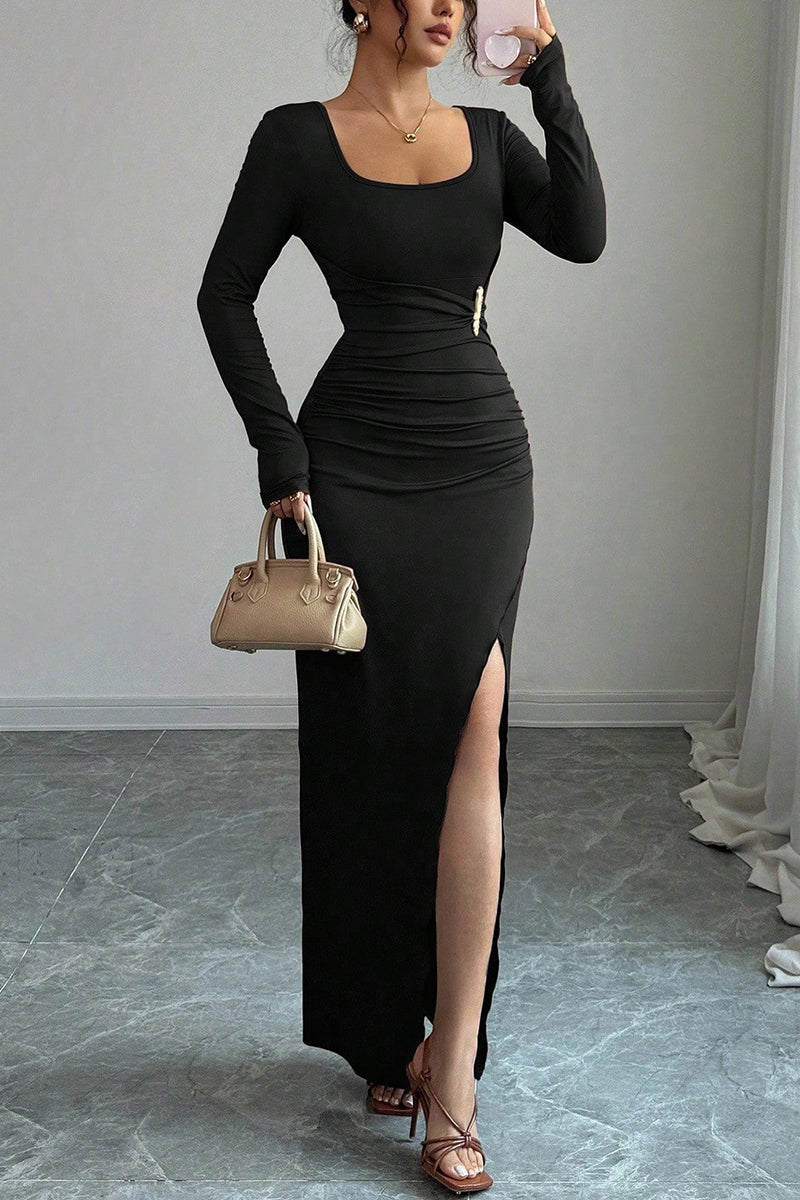 Elegant Long Sleeve Casual Maxi Dress