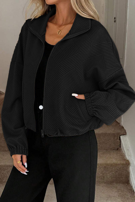 Textured Zip-Up Casual Jacket