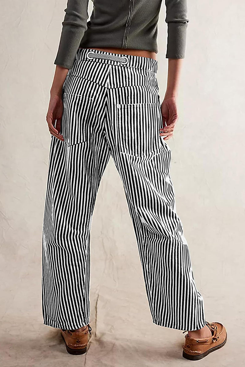 Striped Pattern Casual Loose Fit Pants
