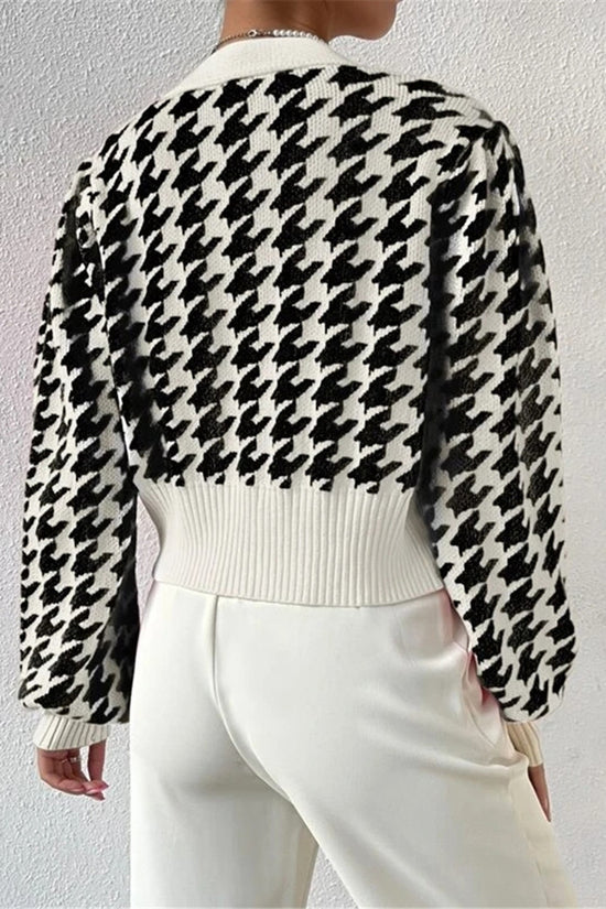 Patterned Button-Up Cardigan
