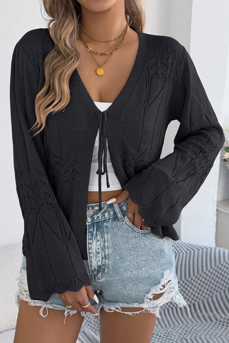 Elegant Knit Cardigan with Tie Detail