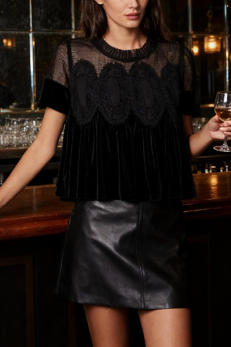 Intricate Mesh Overlay T-Shirt